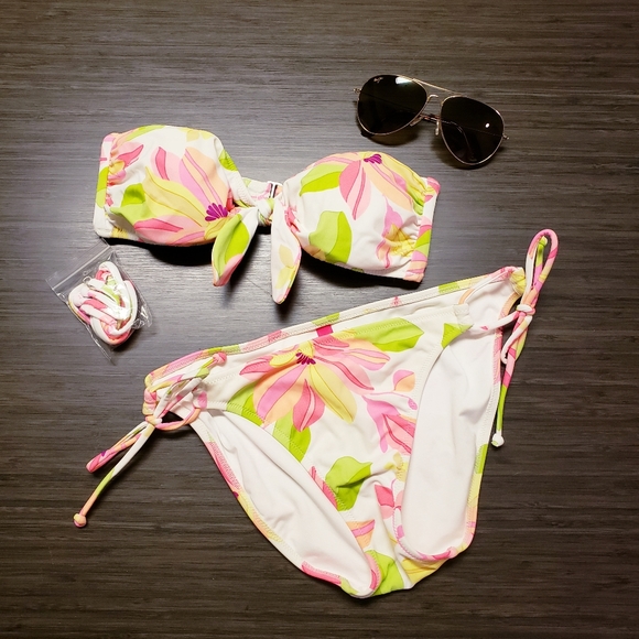 Victoria's Secret Other - Victoria Secret Neon Floral Bandeau Bikini